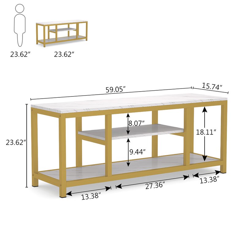 Sunburg TV Stand for TVs up to 65" Sleek Glam Look Creates the Nordic style
