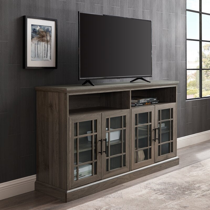 Slate Gray TV Stand for TVs up to 65" Two Open Shelves Are Ideal for Game Consoles and DVD Players