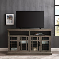 Slate Gray TV Stand for TVs up to 65" Two Open Shelves Are Ideal for Game Consoles and DVD Players