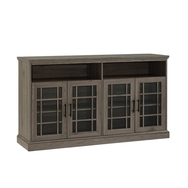 Slate Gray TV Stand for TVs up to 65" Two Open Shelves Are Ideal for Game Consoles and DVD Players