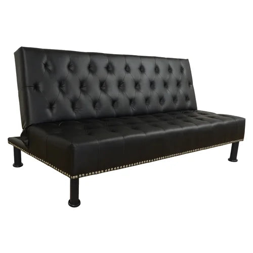 Swainswick Twin 75'' Wide Faux Leather Tufted Back Convertible Sofa