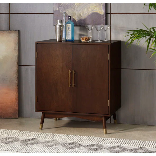 Swasey Bar Cabinet Mid-Century Style with Brass Capped Legs