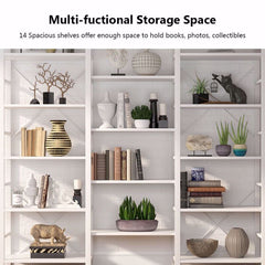 White 69'' H x 70.86'' W Steel Etagere Bookcase Triple Wide Open Bookcase is Perfect for Storing Books, Files, and all your Favorite Decorative