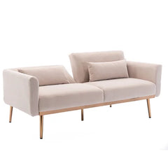 Beige Velvet Swofford Twin 68.5'' Wide Velvet Cushion Back Convertible Sofa