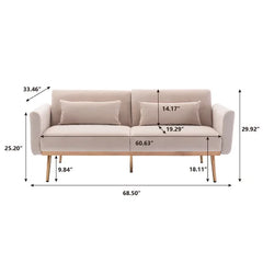 Beige Velvet Swofford Twin 68.5'' Wide Velvet Cushion Back Convertible Sofa