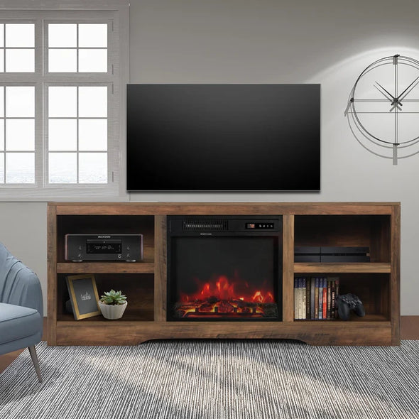 Light Oak Swopes TV Stand for TVs up to 65" with Fireplace Included