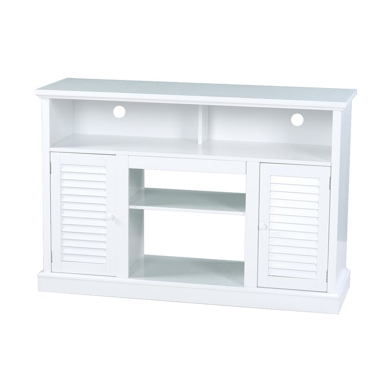 TV Stand for TVs up to 43" Eye Catching White Painted Rolling Door Design