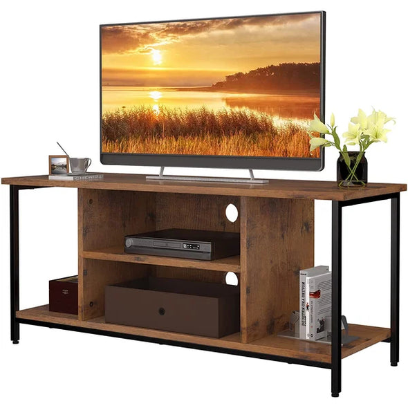 Rustic Brown TV Stand for TVs up to 55" with Sound Bar Shelf Engineered Wood