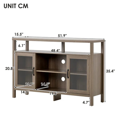 TV Stand for TVs up to 58" Beautiful Glass Cabinet Doors Indoor Furniture