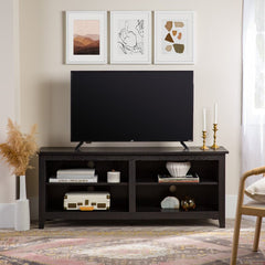 Black TV Stand for TVs up to 65" Ready to Assembly Open Storage