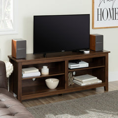 Dark Walnut TV Stand for TVs up to 65" Clean Lined Silhouette and Neutral Solid