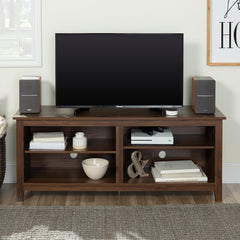 Dark Walnut TV Stand for TVs up to 65" Clean Lined Silhouette and Neutral Solid