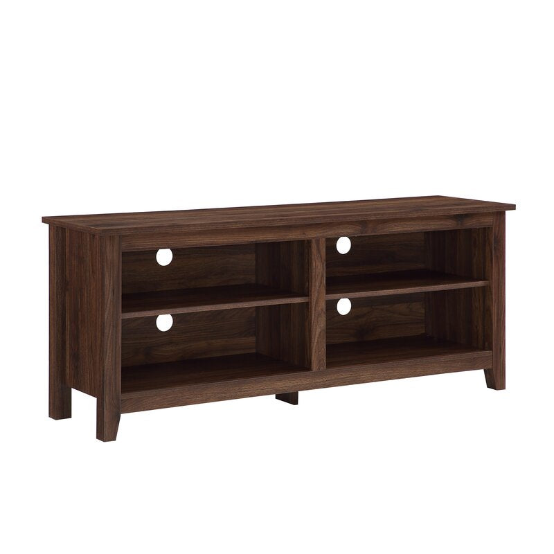 Dark Walnut TV Stand for TVs up to 65" Clean Lined Silhouette and Neutral Solid