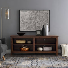 Dark Walnut TV Stand for TVs up to 65" Clean Lined Silhouette and Neutral Solid