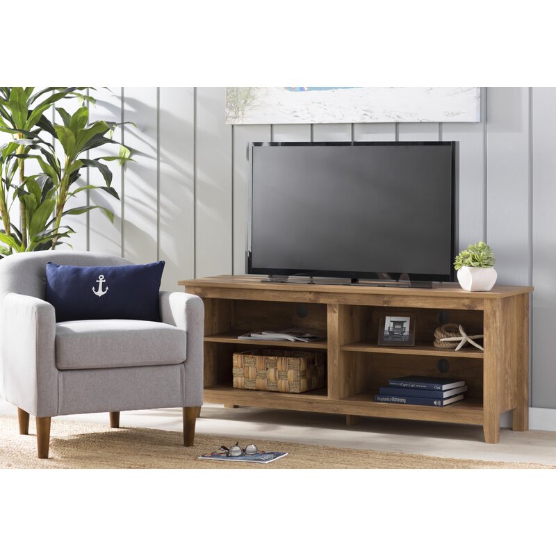 Barnwood TV Stand for TVs up to 65" Clean Lined Silhouette and Neutral Solid Finish
