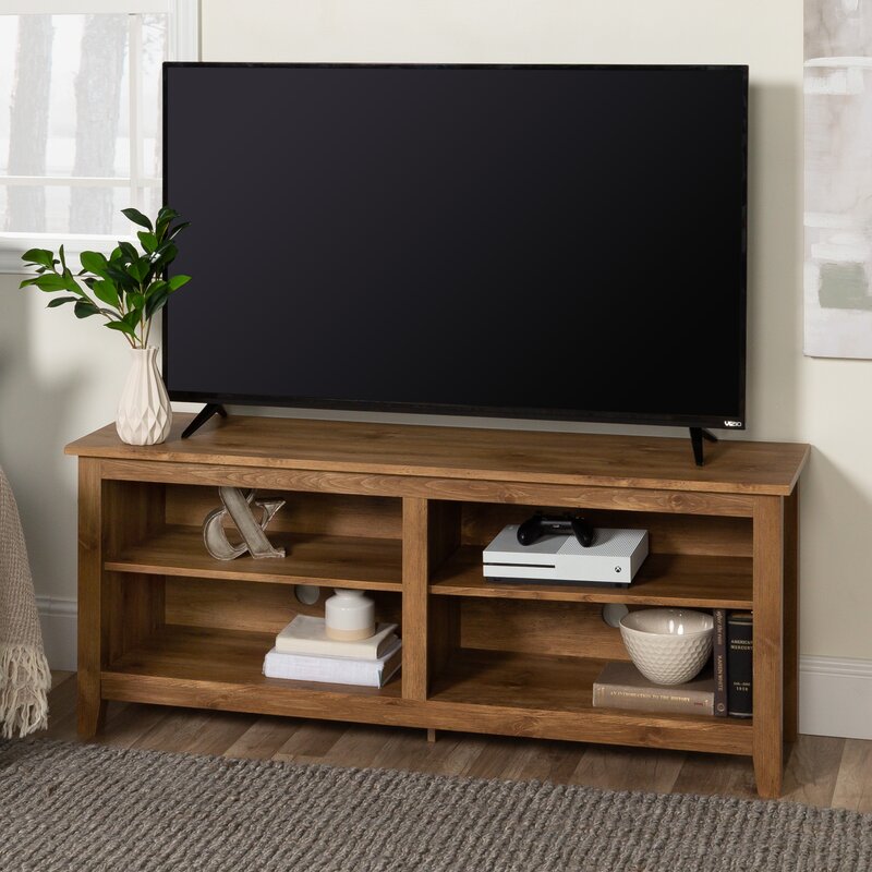 TV Stand for TVs up to 65" Barnwood Clean Lined Silhouette and Neutral Solid Finish