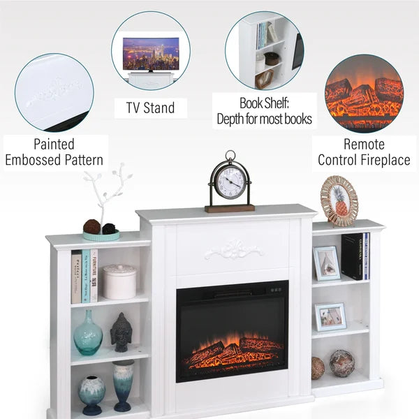 TV Stand for TVs up to 68 with Fireplace Included Cable Management