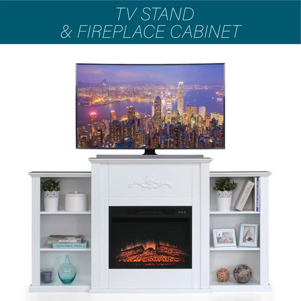 TV Stand for TVs up to 68 with Fireplace Included Cable Management
