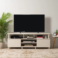 White TV Stand for TVs up to 70" Adjustable shelves Perfect Combines Storage Space and Style