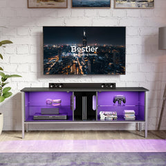 TV Stand for TVs up to 75" Marble Black Tv Console High Glass Television