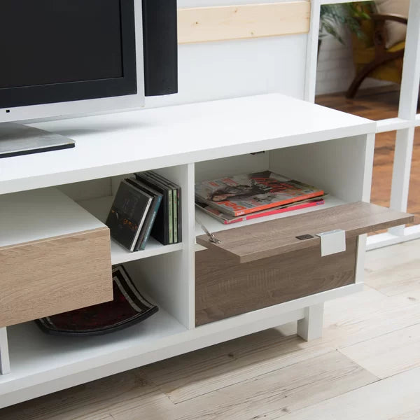 TV Stand for TVs up to 78" Four Covered Compartments for Storage and Organization