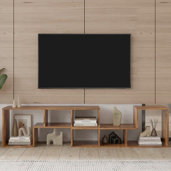 Rustic Brown TV Stand for TVs up to 78" Double L-Shaped Stand