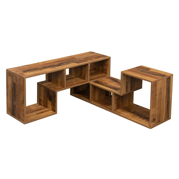 Rustic Brown TV Stand for TVs up to 78" Double L-Shaped Stand