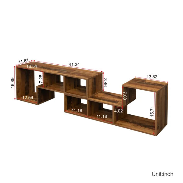 Rustic Brown TV Stand for TVs up to 78" Double L-Shaped Stand