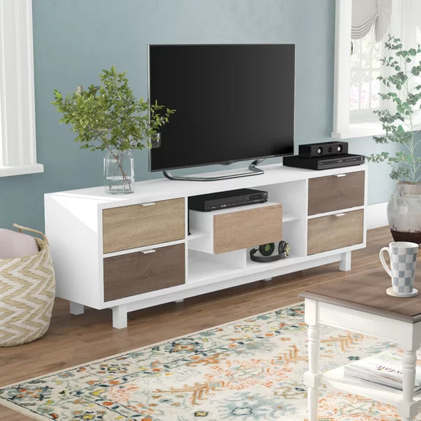 TV Stand for TVs up to 78" Four Covered Compartments for Storage and Organization
