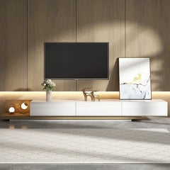 Walnut Veneer TV Stand for TVs up to 88" Ultra Large Drawers Design