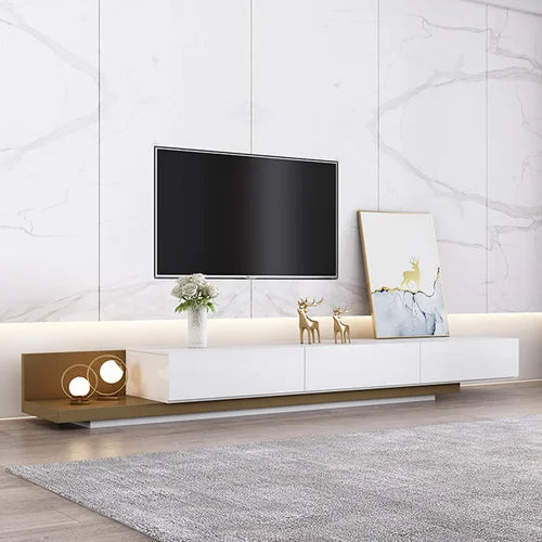 Walnut Veneer TV Stand for TVs up to 88" Ultra Large Drawers Design