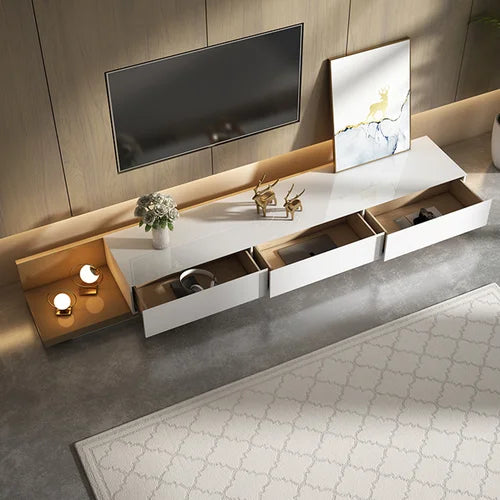 Walnut Veneer TV Stand for TVs up to 88" Ultra Large Drawers Design