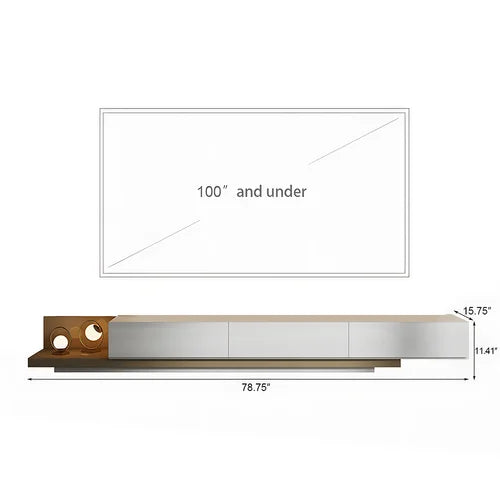 Walnut Veneer TV Stand for TVs up to 88" Ultra Large Drawers Design