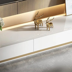 Walnut Veneer TV Stand for TVs up to 88" Ultra Large Drawers Design