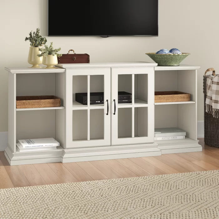Antique White Taft TV Stand for TVs up to 65" Adjustable Shelves Solid Engineered Wood