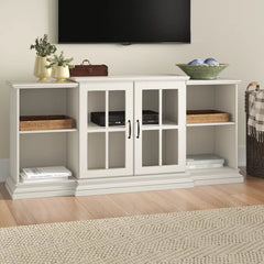 Antique White Taft TV Stand for TVs up to 65" Adjustable Shelves Solid Engineered Wood