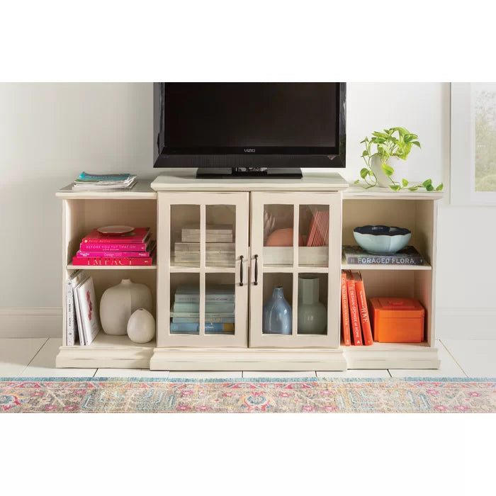 Antique White Taft TV Stand for TVs up to 65" Adjustable Shelves Solid Engineered Wood