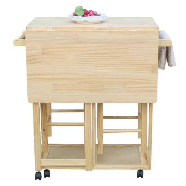 Talitha 32.09'' Wide Rolling Kitchen Cart with Solid Wood Top