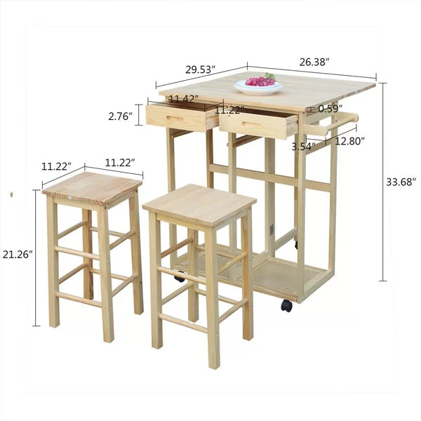 Talitha 32.09'' Wide Rolling Kitchen Cart with Solid Wood Top