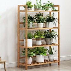 Tall 4 Tier Bamboo Wood Storage Rack Kitchen Shelving Unit strong Stability