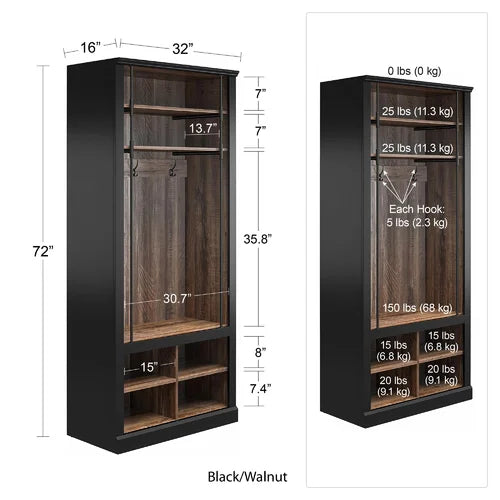 Tamera 32'' Wide Hall Tree with Bench and Shoe Storage Design