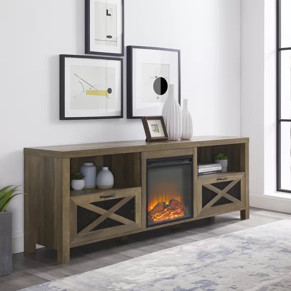 Tansey TV Stand for TVs up to 85" with Fireplace Included with Cable Management Farmhouse Charm