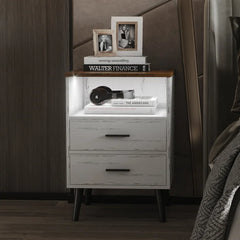 White Targo 25.5'' Tall 2 - Drawer LED Lights Nightstand