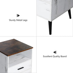 White Targo 25.5'' Tall 2 - Drawer LED Lights Nightstand
