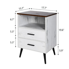 White Targo 25.5'' Tall 2 - Drawer LED Lights Nightstand