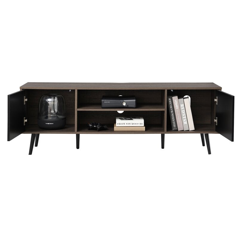 TV Stand for TVs up to 65" with Shelves and Doors, Living Room Storage Entertainment Center