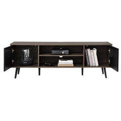 TV Stand for TVs up to 65" with Shelves and Doors, Living Room Storage Entertainment Center