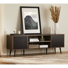 TV Stand for TVs up to 65" with Shelves and Doors, Living Room Storage Entertainment Center