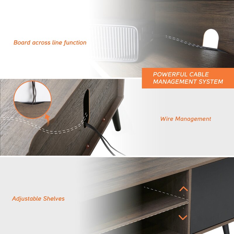 TV Stand for TVs up to 65" with Shelves and Doors, Living Room Storage Entertainment Center