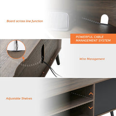 TV Stand for TVs up to 65" with Shelves and Doors, Living Room Storage Entertainment Center